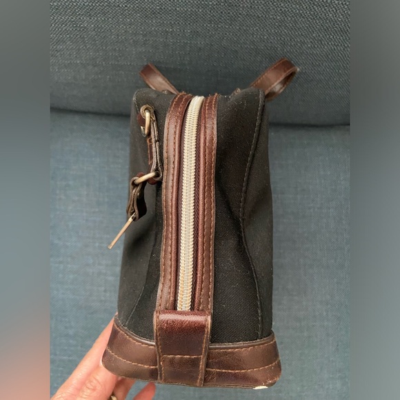 Vintage Marlo Black Canvas Bag with Brown Faux Leather Trims & Handles, Silver - Picture 8 of 15